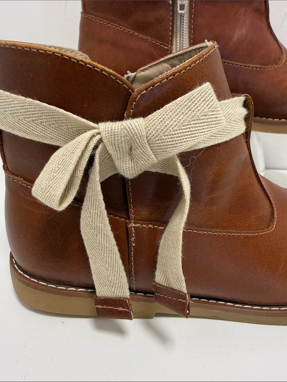 Elephantito Sunny Bootie Brown Ankle Boot w/Cream Bow sz 1 - Picture 4 of 12